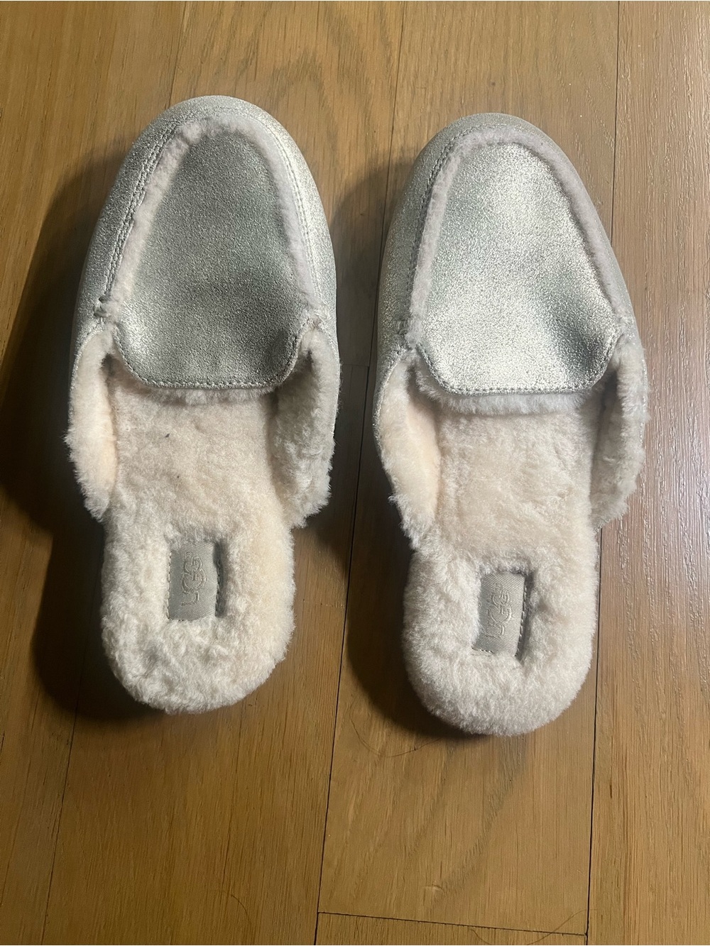 UGG Metallic Light Gold Slip-On Shearling Mules